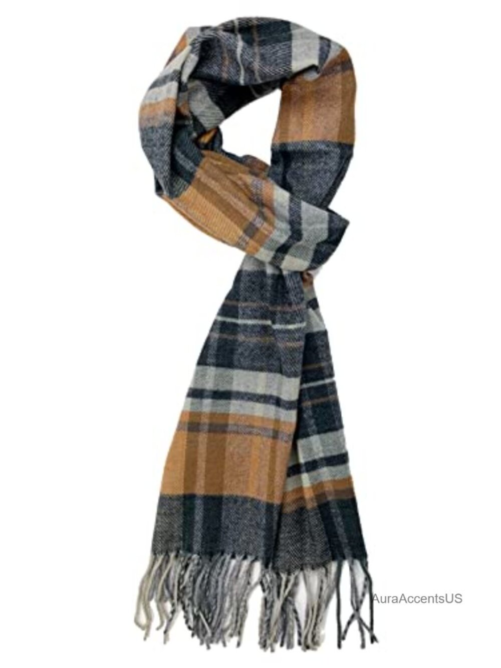 Super Soft Cashmere Feel Plaid Scarf with Tassel Fringe 70x12